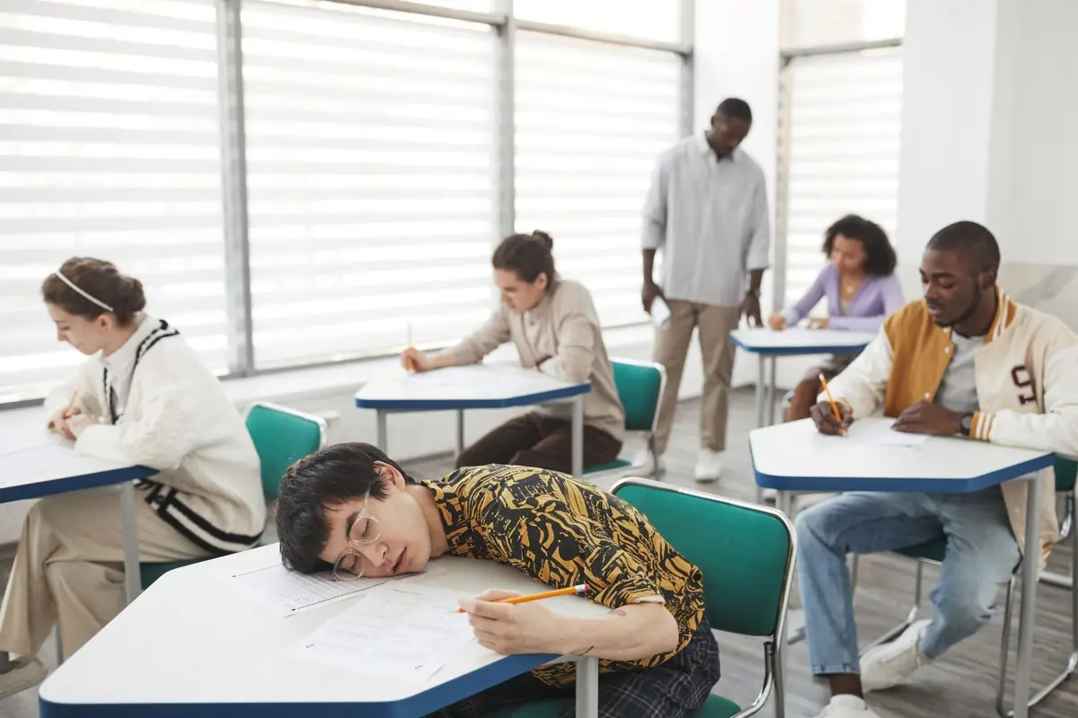 Estudiantes de Primaria trabajando en grupo en un aula moderna